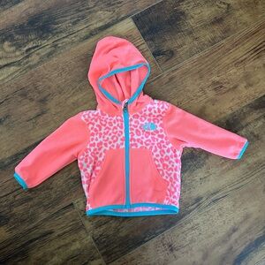 The North Face Hooded Fleece Baby Girl Jacket Pink Leopard 3-6 Months